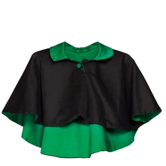 Set of MAGICALLY MADE PINUP COLLECTION GREEN SATEEN PINAFORE SKIRT with Cape - Picture 12 of 13
